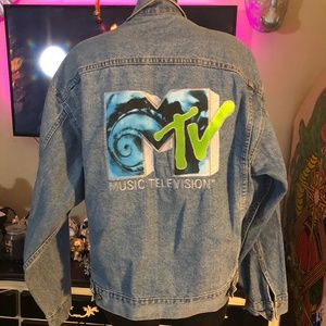 Vintage Embroidered MTV Denim Jacket *HYPE* Sz L